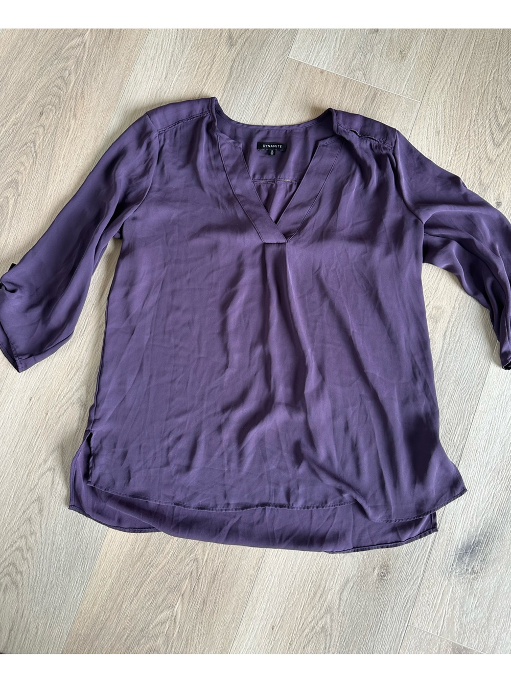 Dynamite Purple V-Neck 3/4 Sleeve Blouse